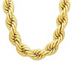 thick gangsta rope gold plated necklace