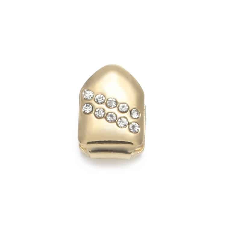 14K Gold Plated Single Tooth Cap With CZ Diamonds - Deez Grillz