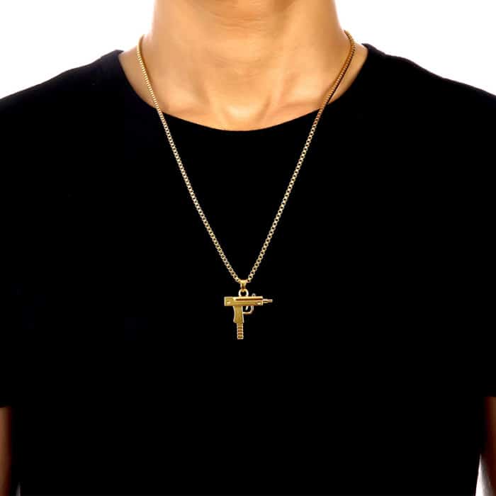 18K Gold Plated Uzi Pendant - Deez Grillz